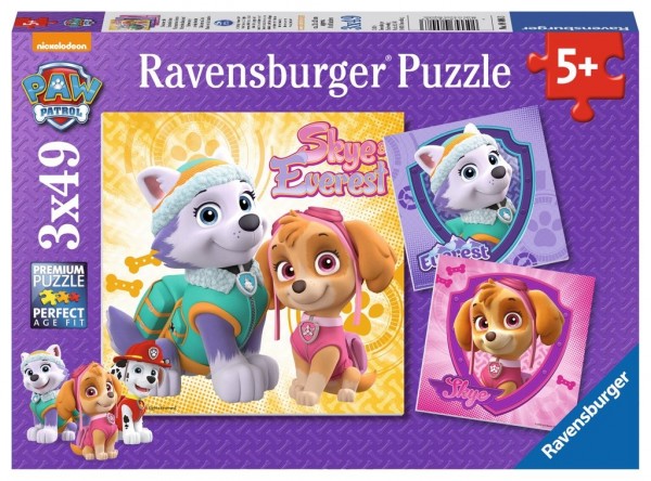 Ravensburger Spieleverlag Kinderpuzzle - Paw Patrol, Bezaubernde Hundemädchen 3x49 Teile Spielzeug