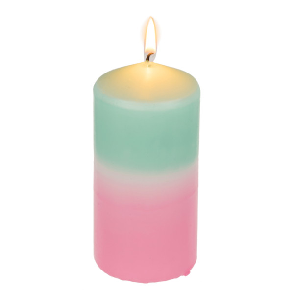 Stumpenkerze mit Farbverlauf, rosa/mint