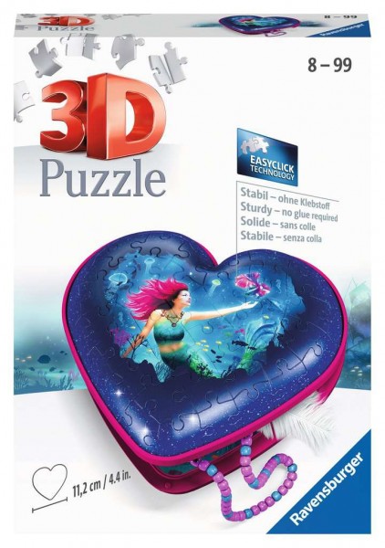 Ravensburger 3D Puzzle 11249 - Herzschatulle - Bezaubernde Meerjungfrauen - 54 Teile - ab 8 Jahren