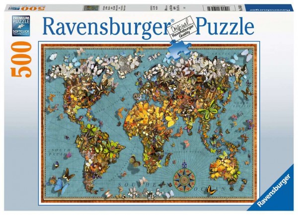 Ravensburger Ravensburger Puzzle - Antike Schmetterling-Weltkarte - 500 Teile
