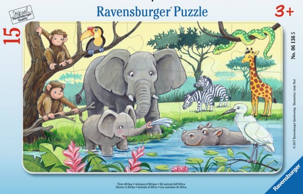 Ravensburger Tiere Afrikas Rahmenpuzzle 15 Teile Spielzeug