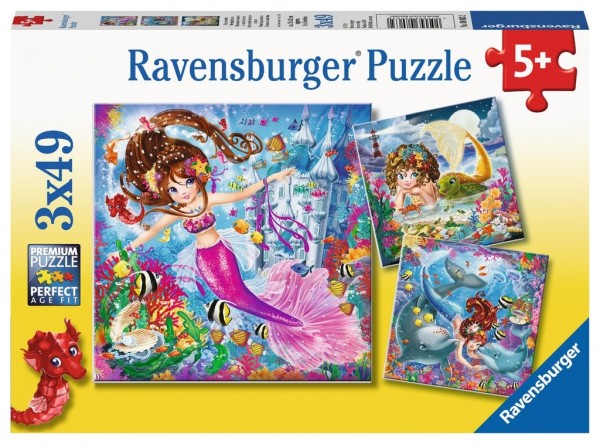 Ravensburger Spieleverlag Kinderpuzzle - Bezaubernde Meerjungfrauen 3x49 Teile Spielzeug