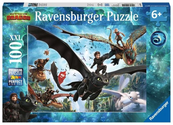 Ravensburger Kinderpuzzle - Dragons, Dragons: Die verborgene Welt 100 Teile XXL Spielzeug