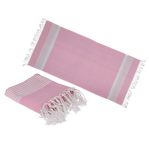 Rosa/Weißes Fouta-Hamamtuch (für Sauna & Strand)