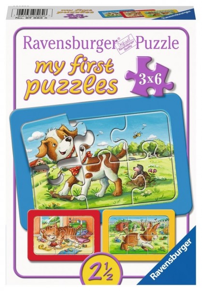 Ravensburger Spieleverlag Kinderpuzzle - Meine Tierfreunde 3x6 Teile Spielzeug