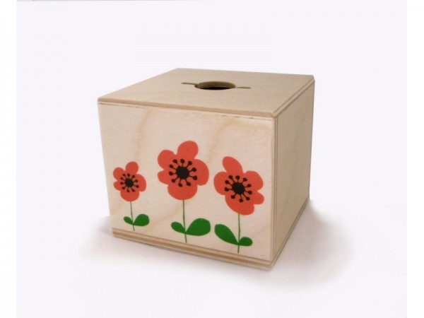 Rundum Holzspardose Mohn natur Spielzeug
