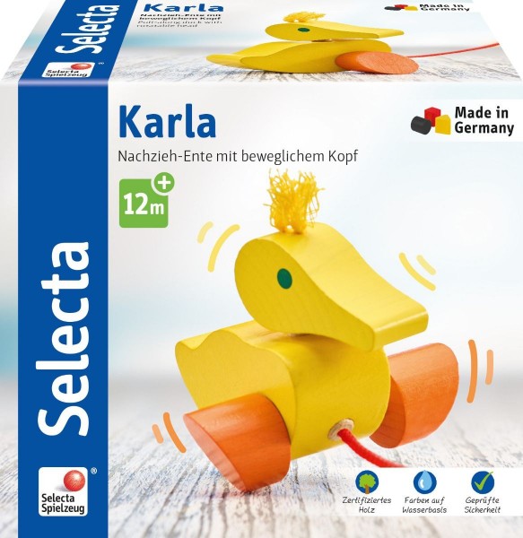 Schmidt Spiele Karla, Nachzieh Ente, 10 cm Spielzeug