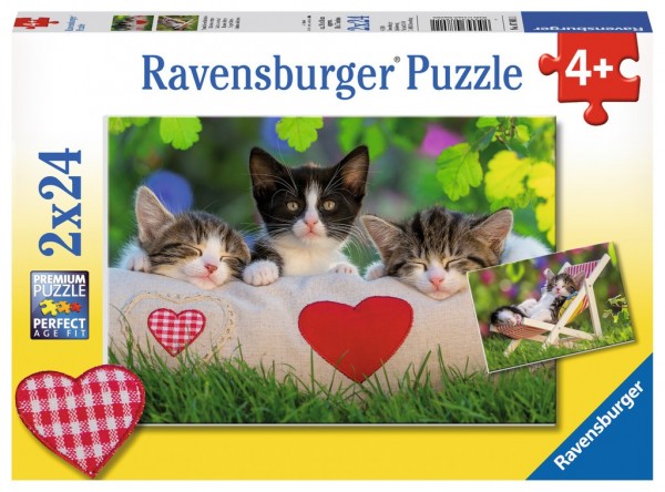 Ravensburger Puzzle Verschlafene Kätzchen 2 X 24 Teile Spielzeug