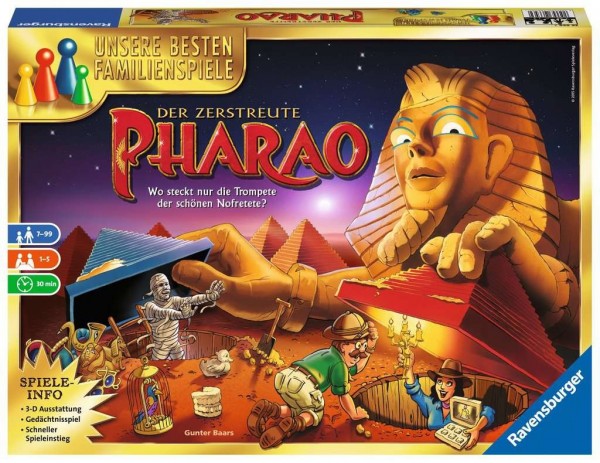 Ravensburger Gesellschaftsspiel - Der zerstreute Pharao 26656 - Familienspiel ab 7 Jahren Spielzeug