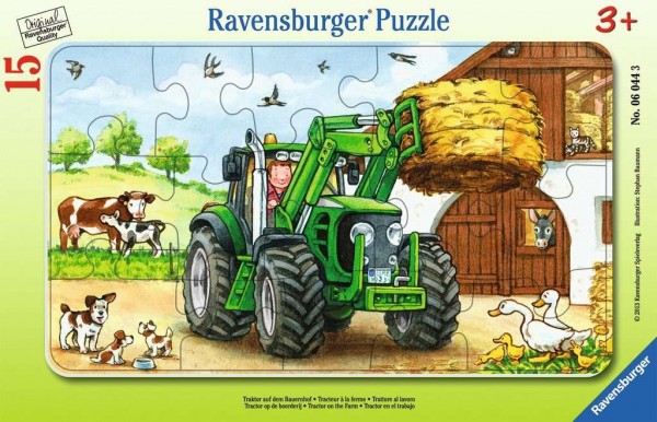 Ravensburger Traktor auf dem Bauernhof Rahmenpuzzle 15 Teile Spielzeug