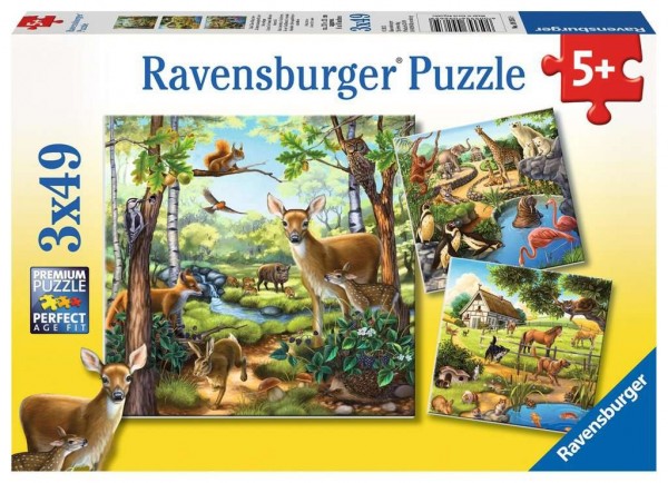 Ravensburger Wald-/Zoo-/Haustiere 3 X 49 Teile Spielzeug