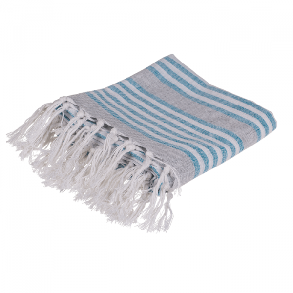 Weiß/blaues Fouta-Hamamtuch (für Sauna &amp; Strand)