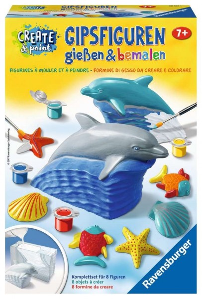 Ravensburger Create & Paint Delfin  Gipsfiguren gießen und bemalen Spielzeug