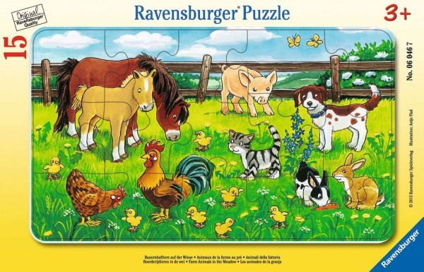 Ravensburger Bauernhoftiere auf der Wiese Rahmenpuzzle 15 Teile Spielzeug