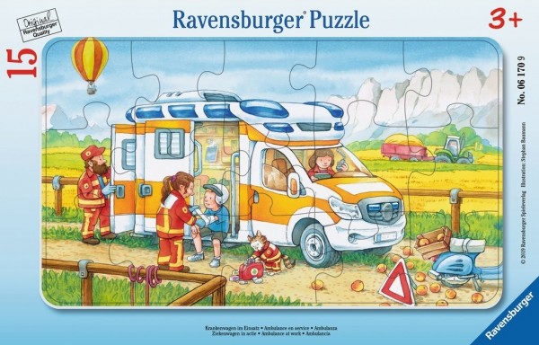 Ravensburger Spieleverlag Kinderpuzzle - Krankenwagen im Einsatz 15 Teile Spielzeug