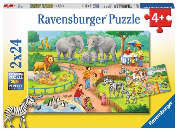 Ravensburger Ein Tag im Zoo 2 X 24 Teile Puzzle Spielzeug