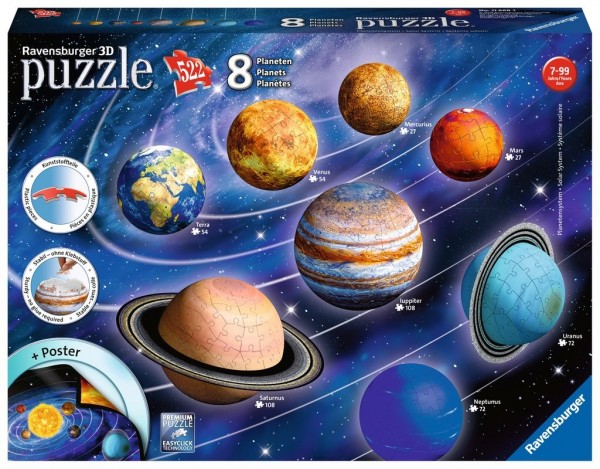 Ravensburger 3D Puzzle-Ball Planeten 522 Teile Spielzeug