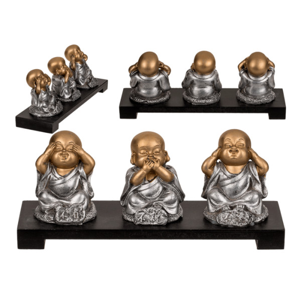 Sitzende Deko-Figur, Buddha (nichts böses sehen, sagen, hören)