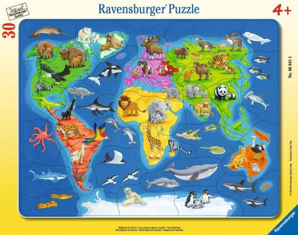 Ravensburger Weltkarte mit Tieren 30 Teile Spielzeug