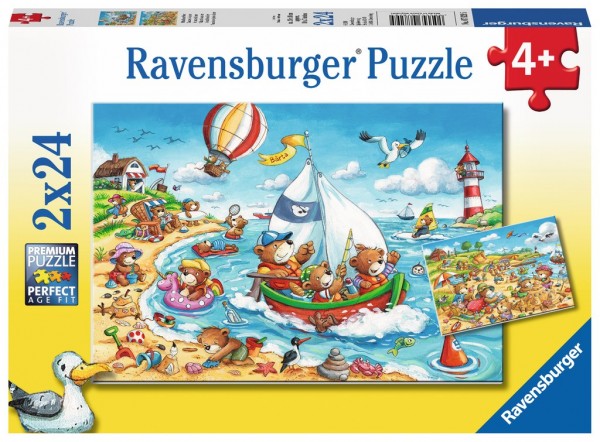 Ravensburger Spieleverlag Kinderpuzzle - Urlaub am Meer 2 x 24 Teile Spielzeug