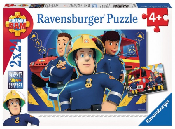 Ravensburger Puzzle 2x24 Teile Feuerwehrmann Sam hilft dir in der Not Spielzeug